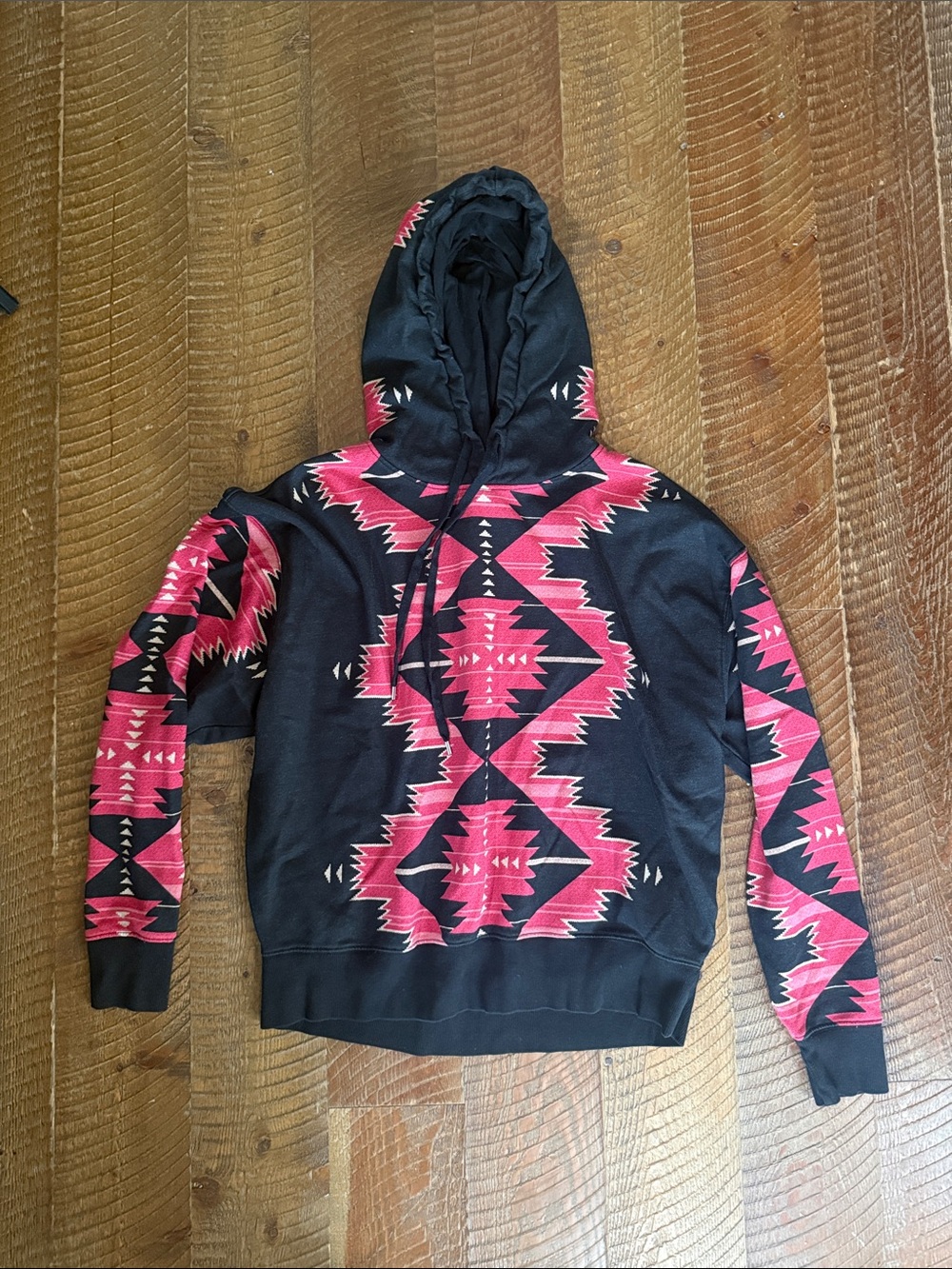 Lauren Ralph Lauren Black Hoodie with Pink Aztec Pattern